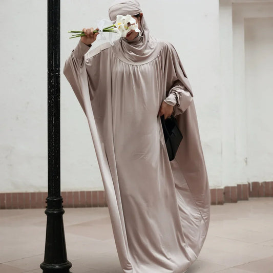 IElegant Solid Color Abaya Dress