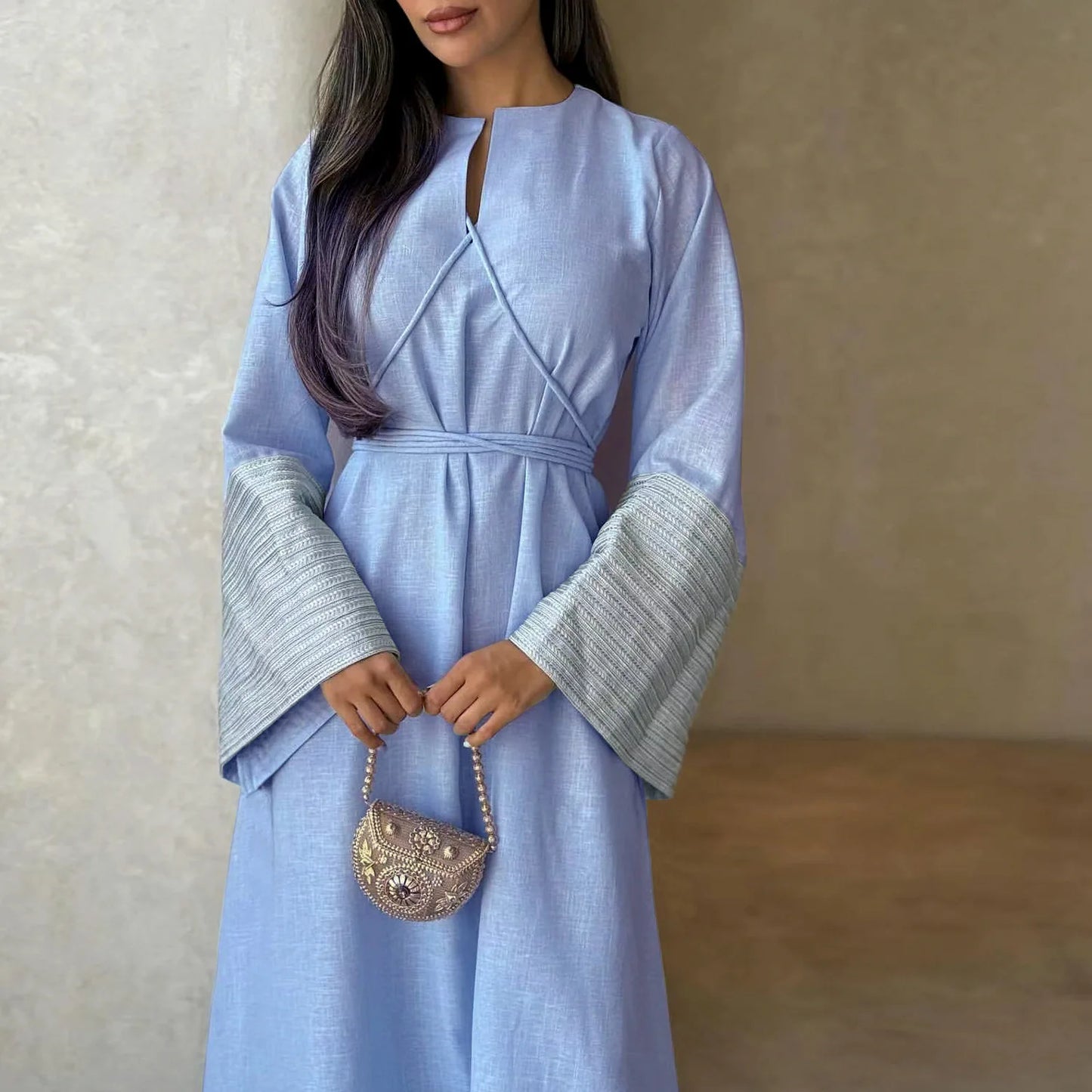 Belted Modest Kimono Abaya