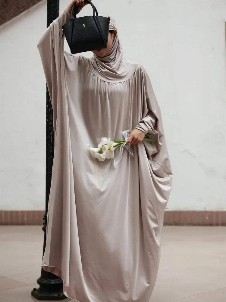 IElegant Solid Color Abaya Dress