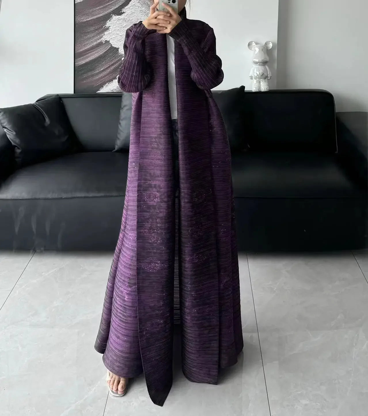 Rihla Windbreaker Abaya - Modern Pleated Design with Belt