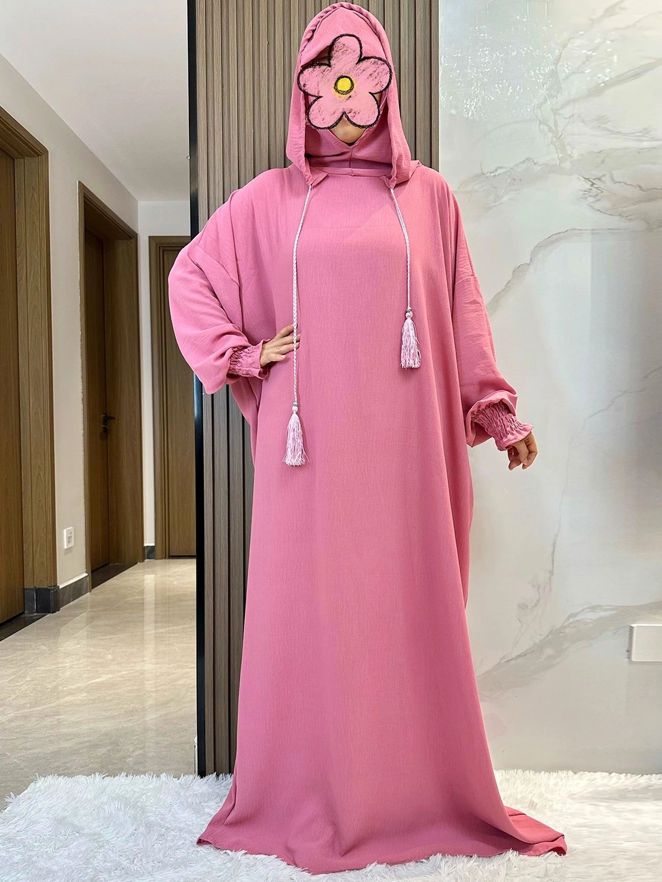 Cotton Abaya Maxi Dress with Hood