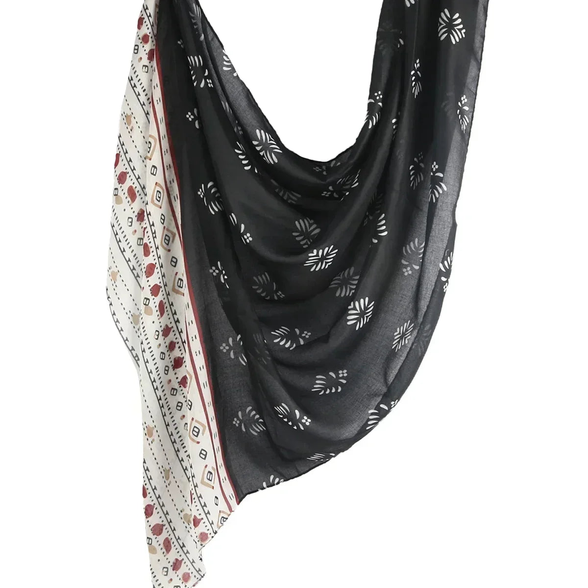 Brushstroke Bloom Hijab - Watercolor Print Breathable Scarf