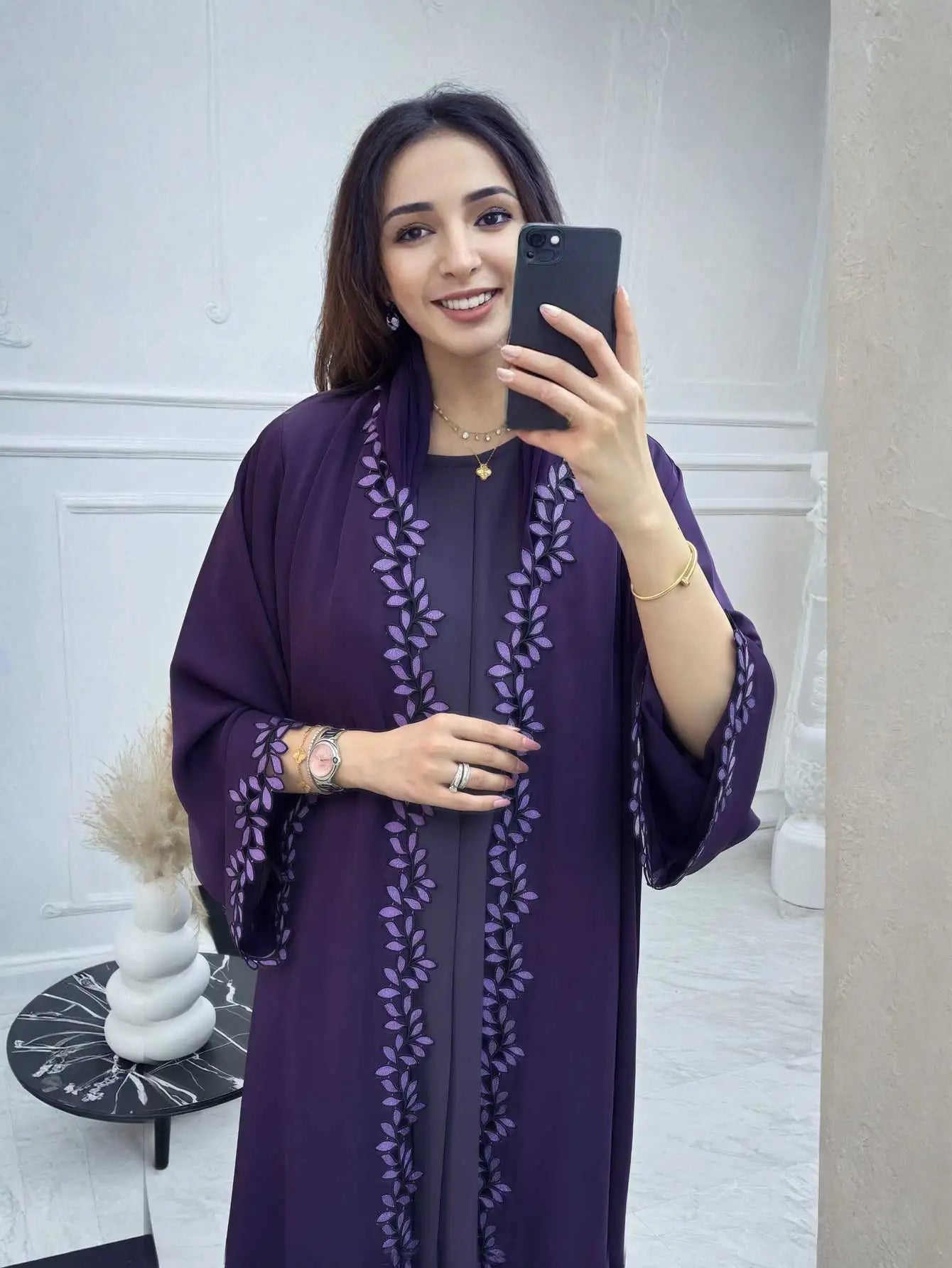 Dubai Elegant  Green Abaya for Muslim Women - Intricately Crafted with Multicolored Embroidery Piece in Islamic Modest Fashion