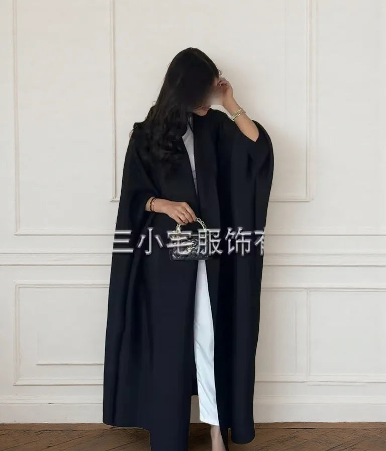 Women's Fold Miyake Pleated Abaya Long Sleeve Print Foldable Collar Robe Cardigan Coat New Winter Fashion Original Design 2024