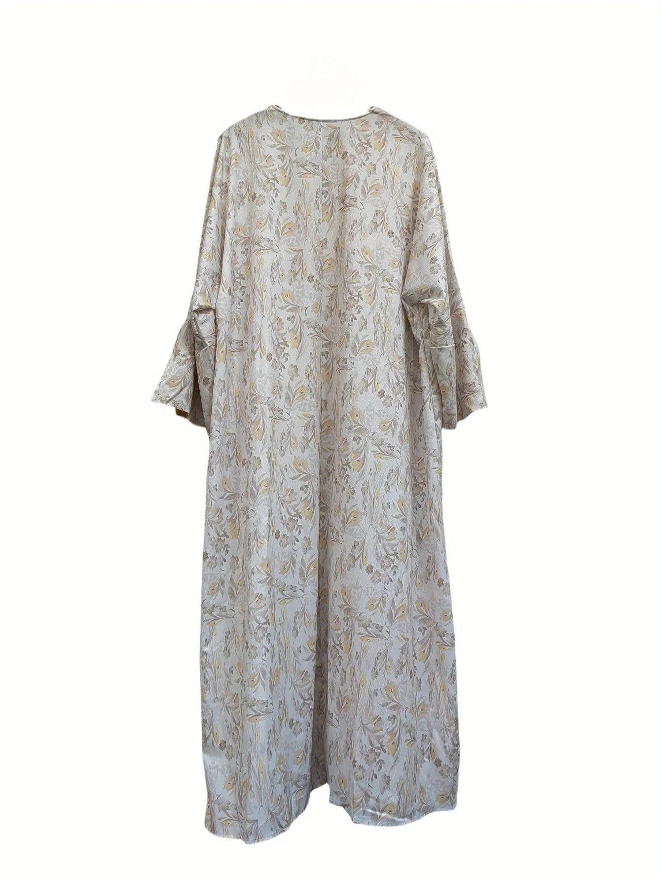 Middle Eastern Printed Floral Open Front Abaya Muslim Full Sleeve Loose Abayas Elegant Kaftan Women Jilbabs Islamic Maxi Dresses