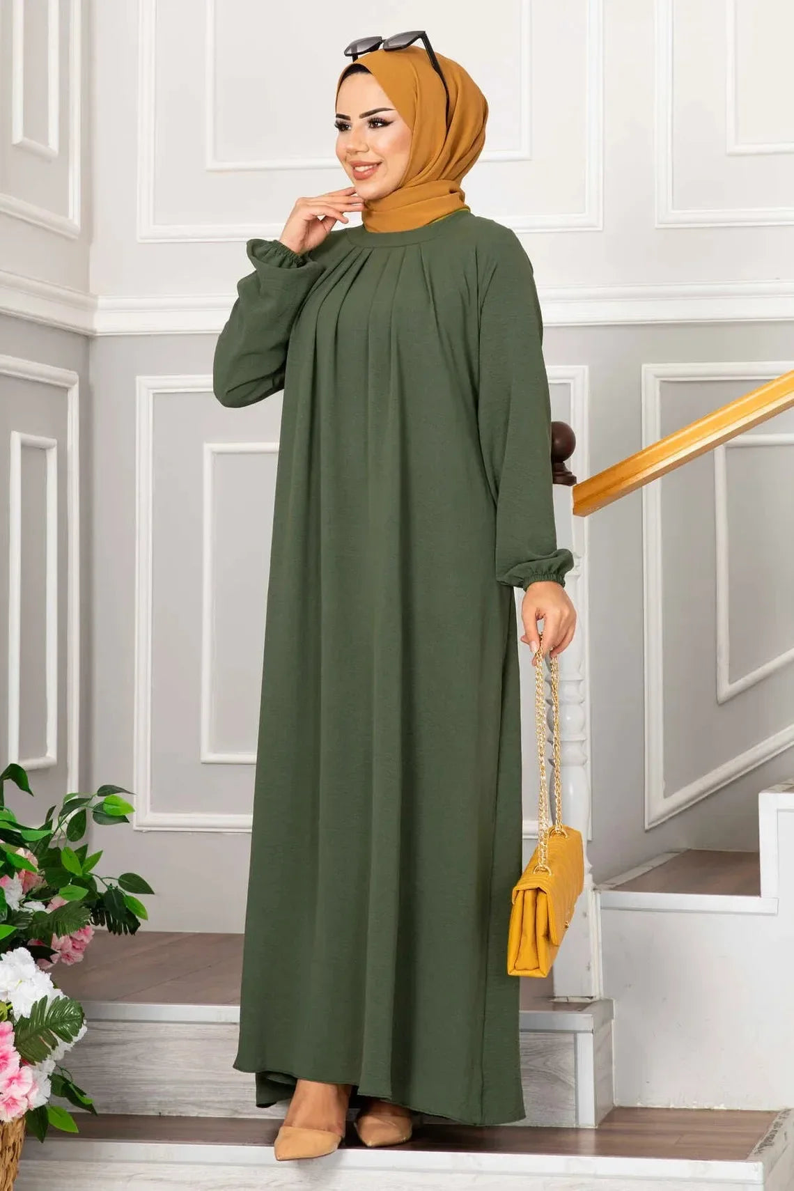 Pleated Modest Abaya Dress