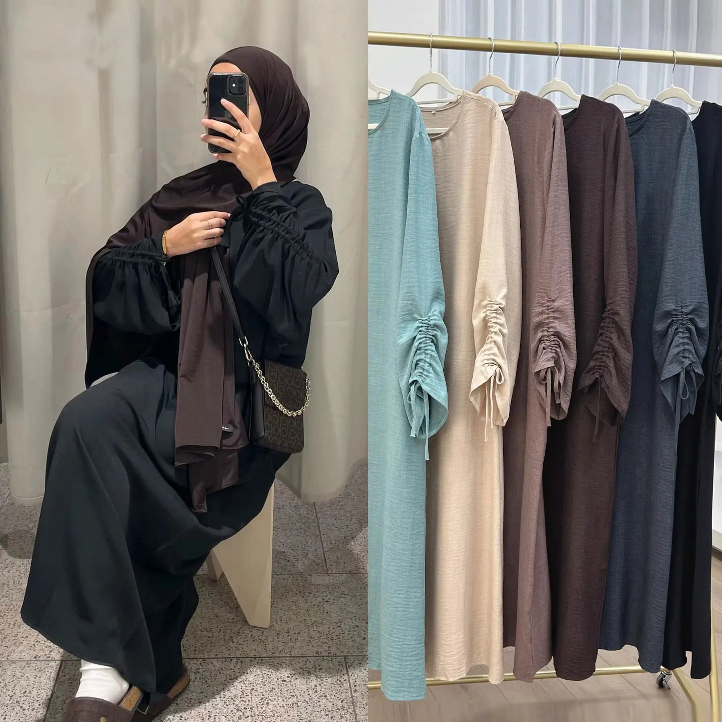 Lace-Up Sleeve Modest Abaya