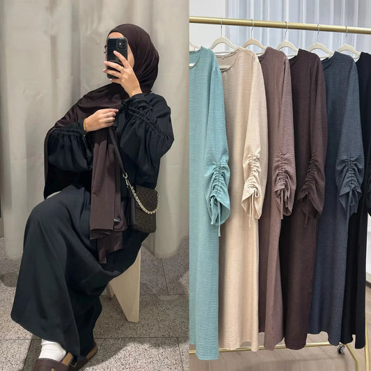 Lace-Up Sleeve Modest Abaya