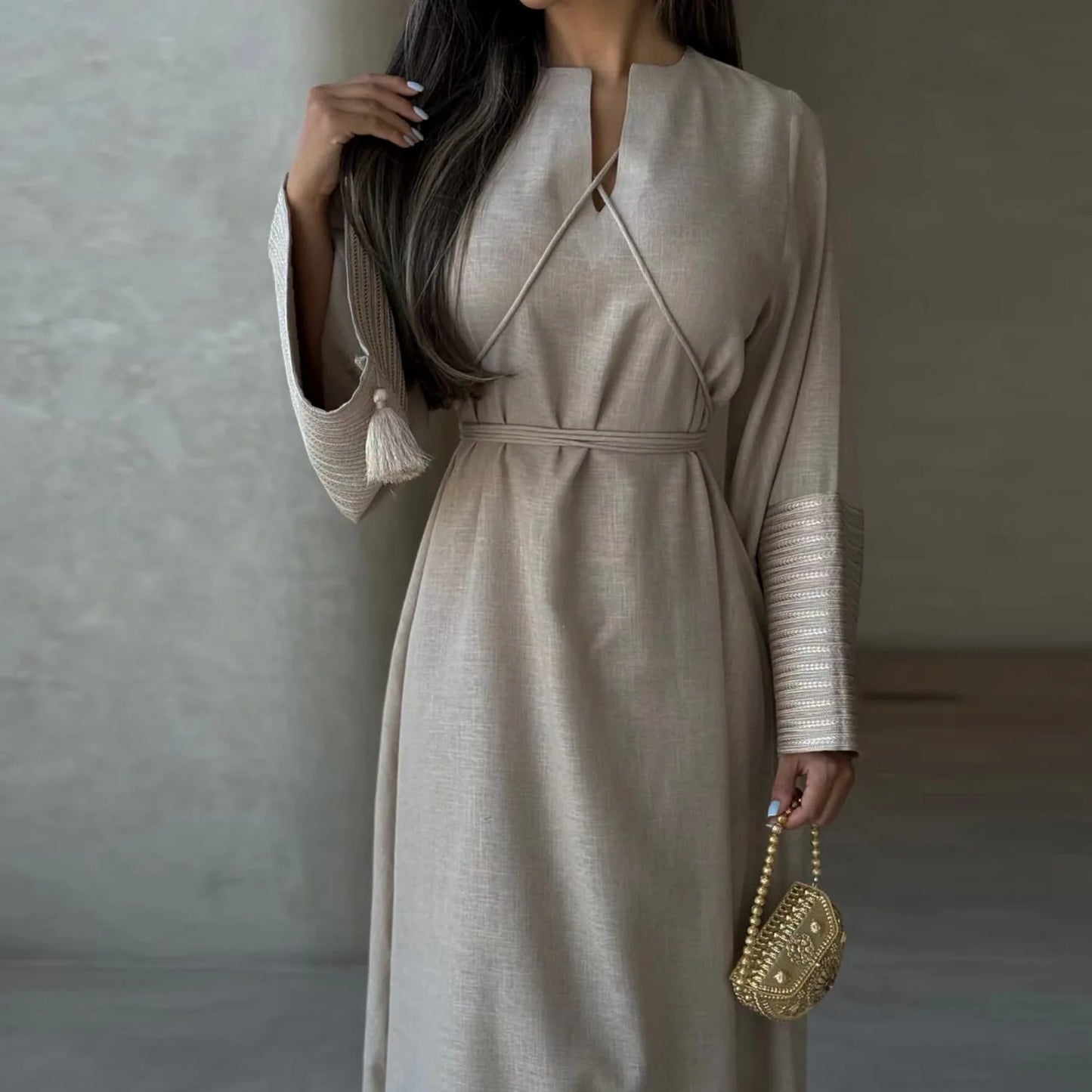 Belted Modest Kimono Abaya