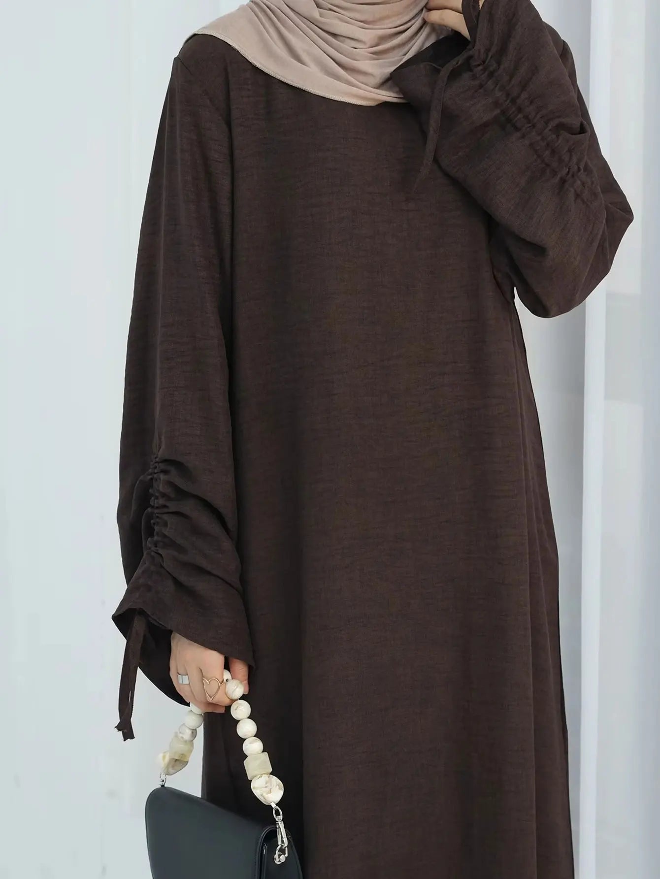Lace-Up Sleeve Modest Abaya