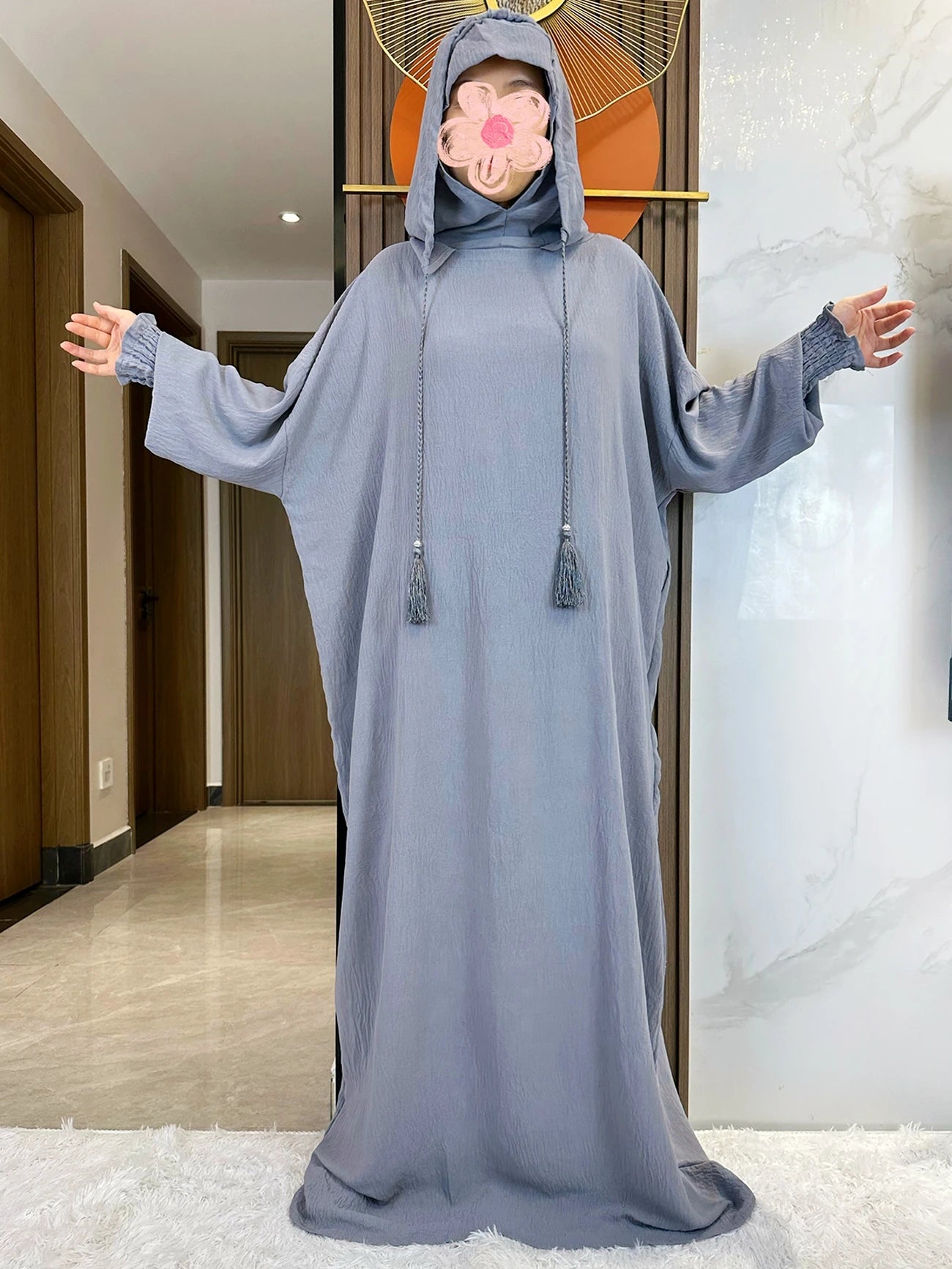 Cotton Abaya Maxi Dress with Hood