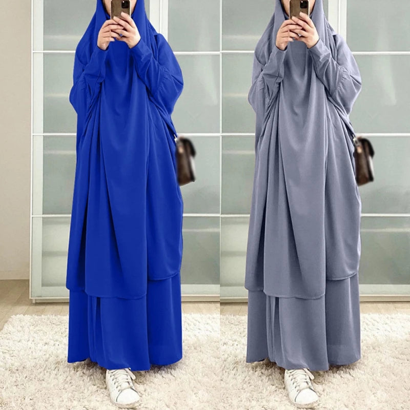 Khimaar Abayah Full Cover 2 Piece Set Muslim Dress