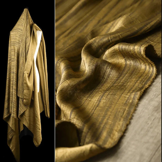 Earthly Yellow Satin Striped Fabric