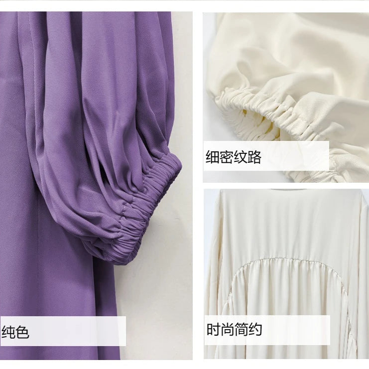 Elegant Solid Color Abaya Dress