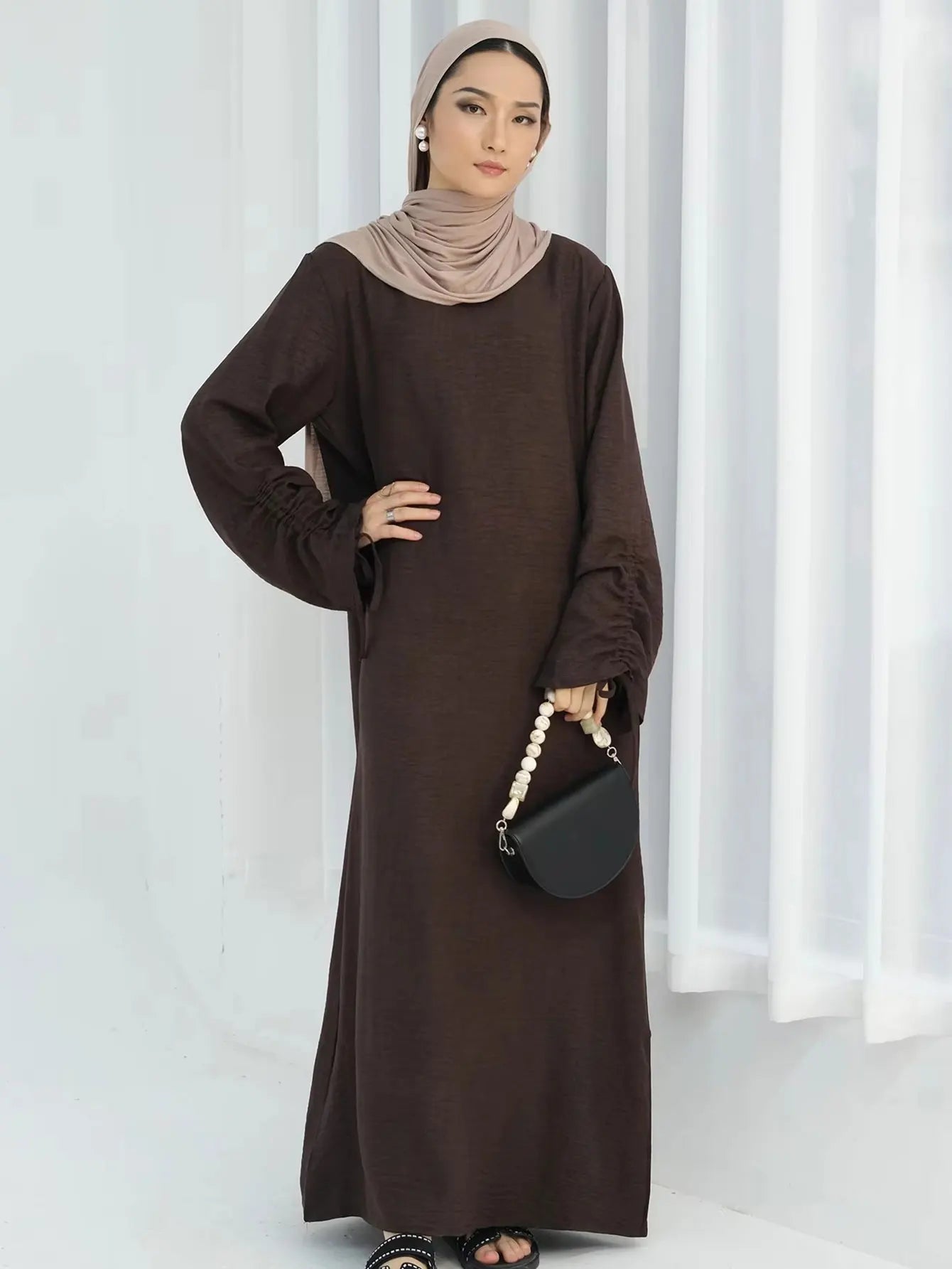 Lace-Up Sleeve Modest Abaya