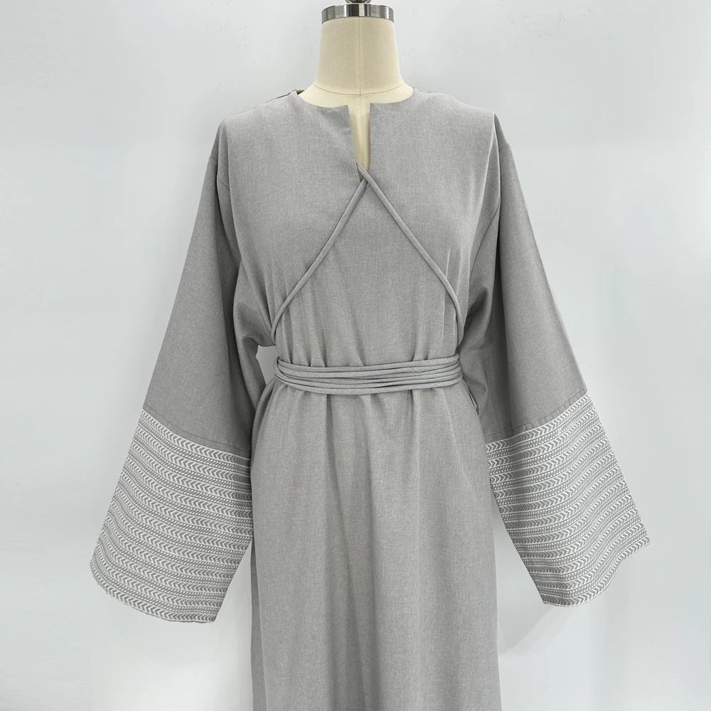 Belted Modest Kimono Abaya