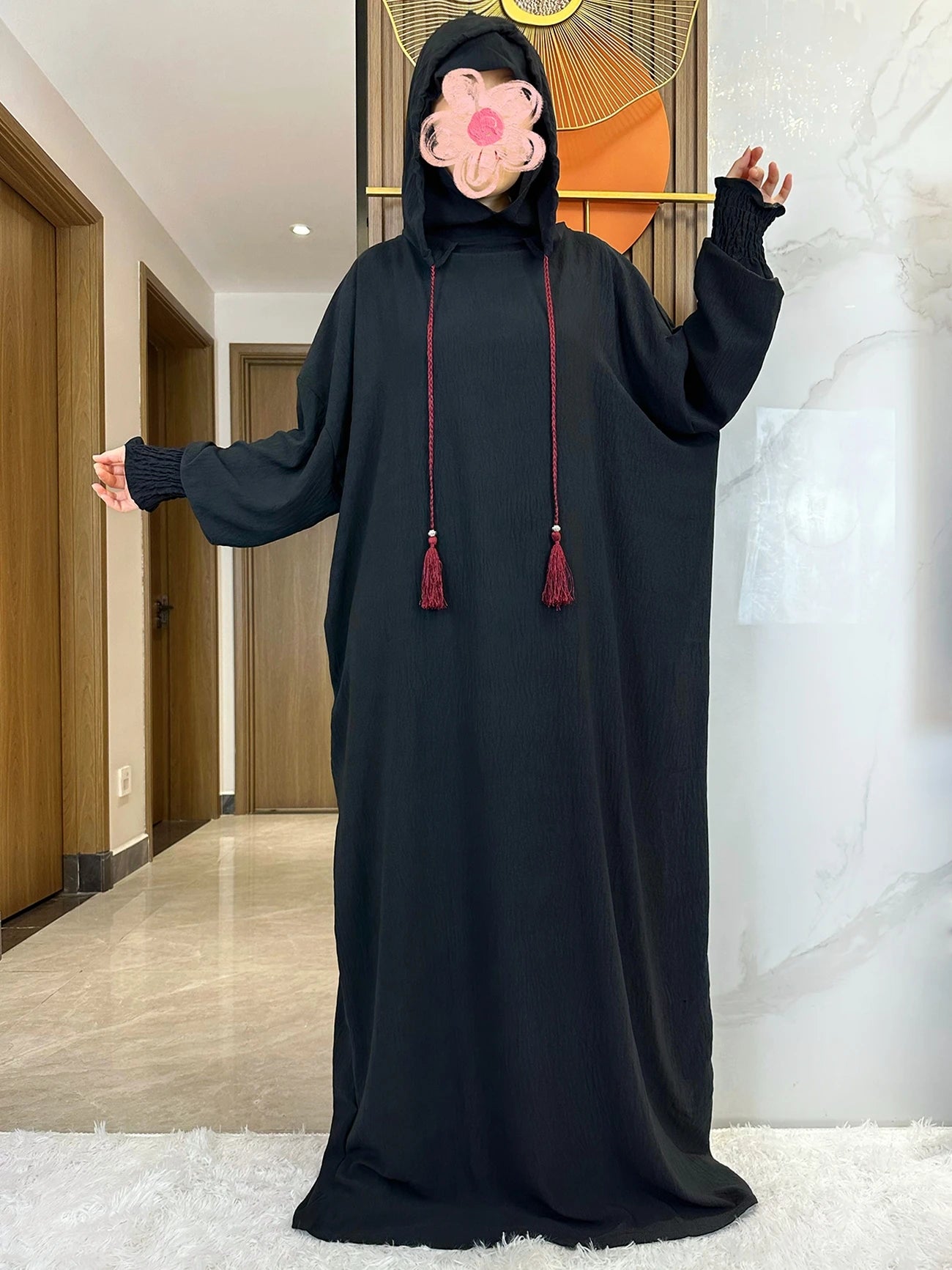 Cotton Abaya Maxi Dress with Hood