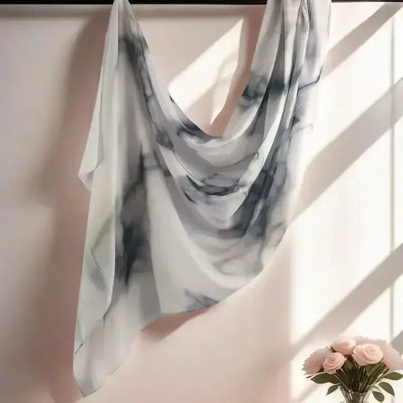 Brushstroke Bloom Hijab - Watercolor Print Breathable Scarf