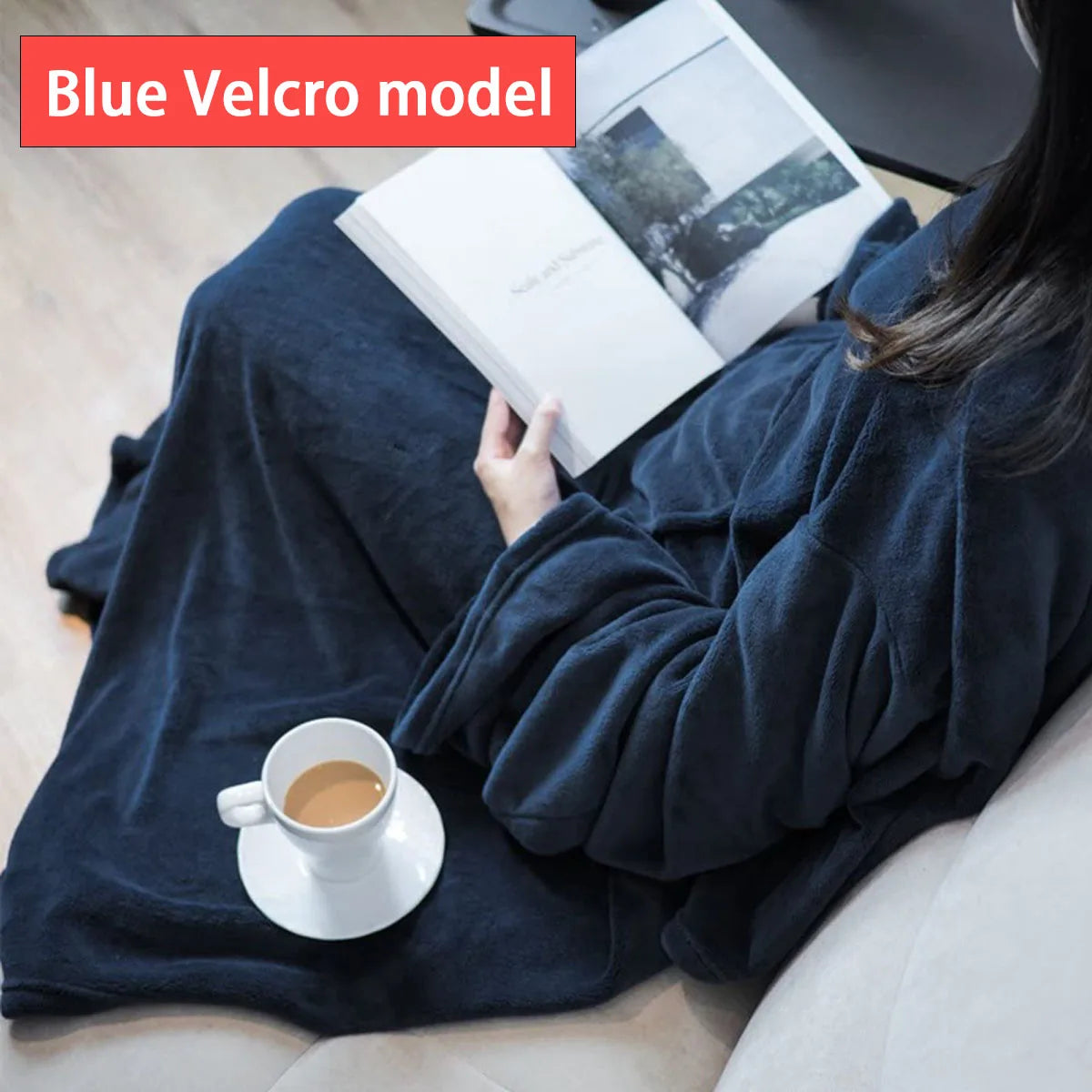 Flannel Lazy Sleeve Blanket with Pockets