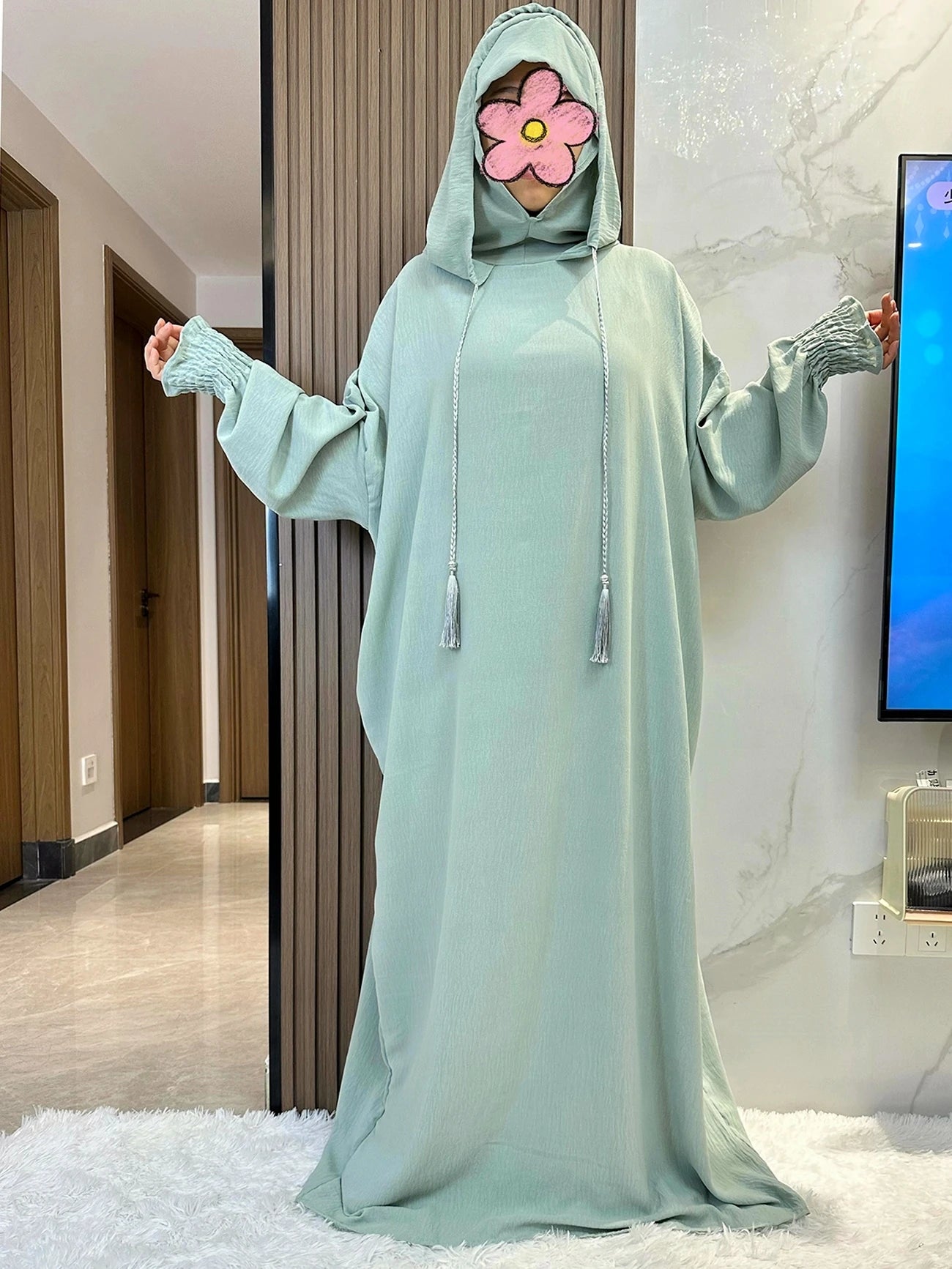 Cotton Abaya Maxi Dress with Hood