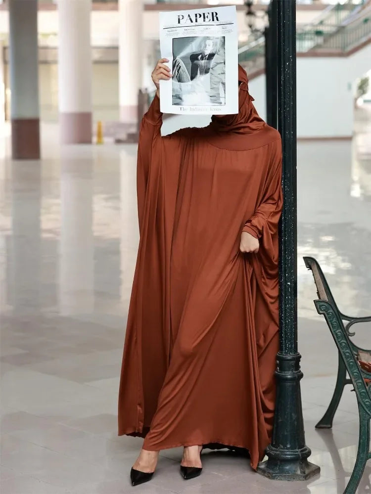 IElegant Solid Color Abaya Dress