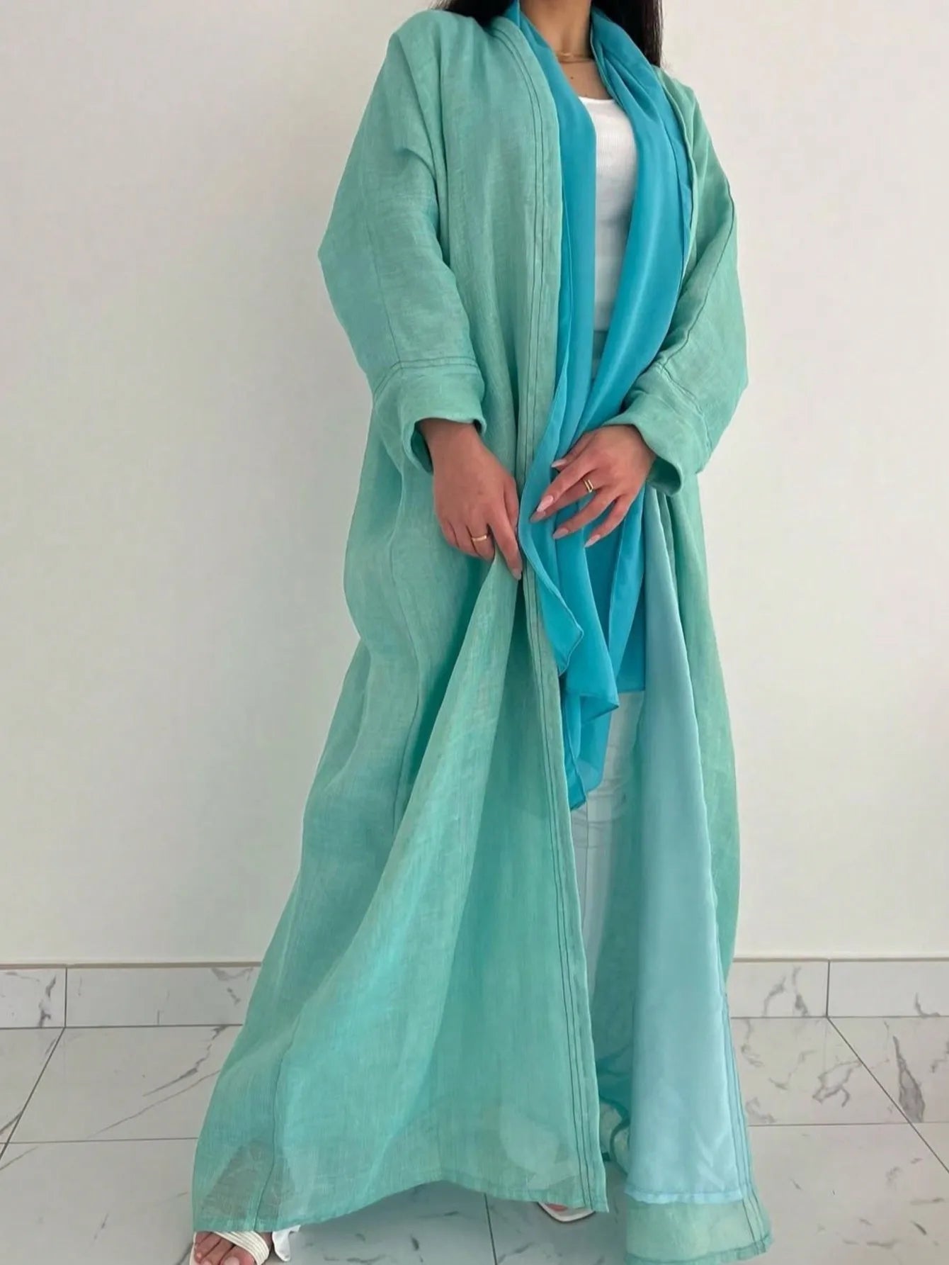 Lina Solid Color Abaya - Classic Open Front Design