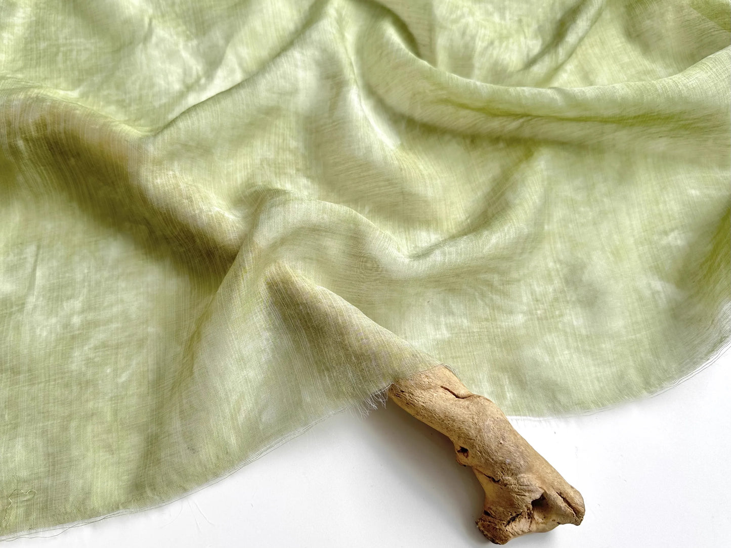 Hanfu Fabric Lyocell Linen Cotton Soft Sheer Green Botanical Tie Dye Skirt Shirt Material Dress Shirt Wedding Fabric