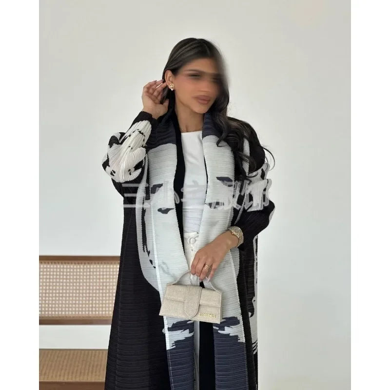 Rihla Windbreaker Abaya - Modern Pleated Design with Belt