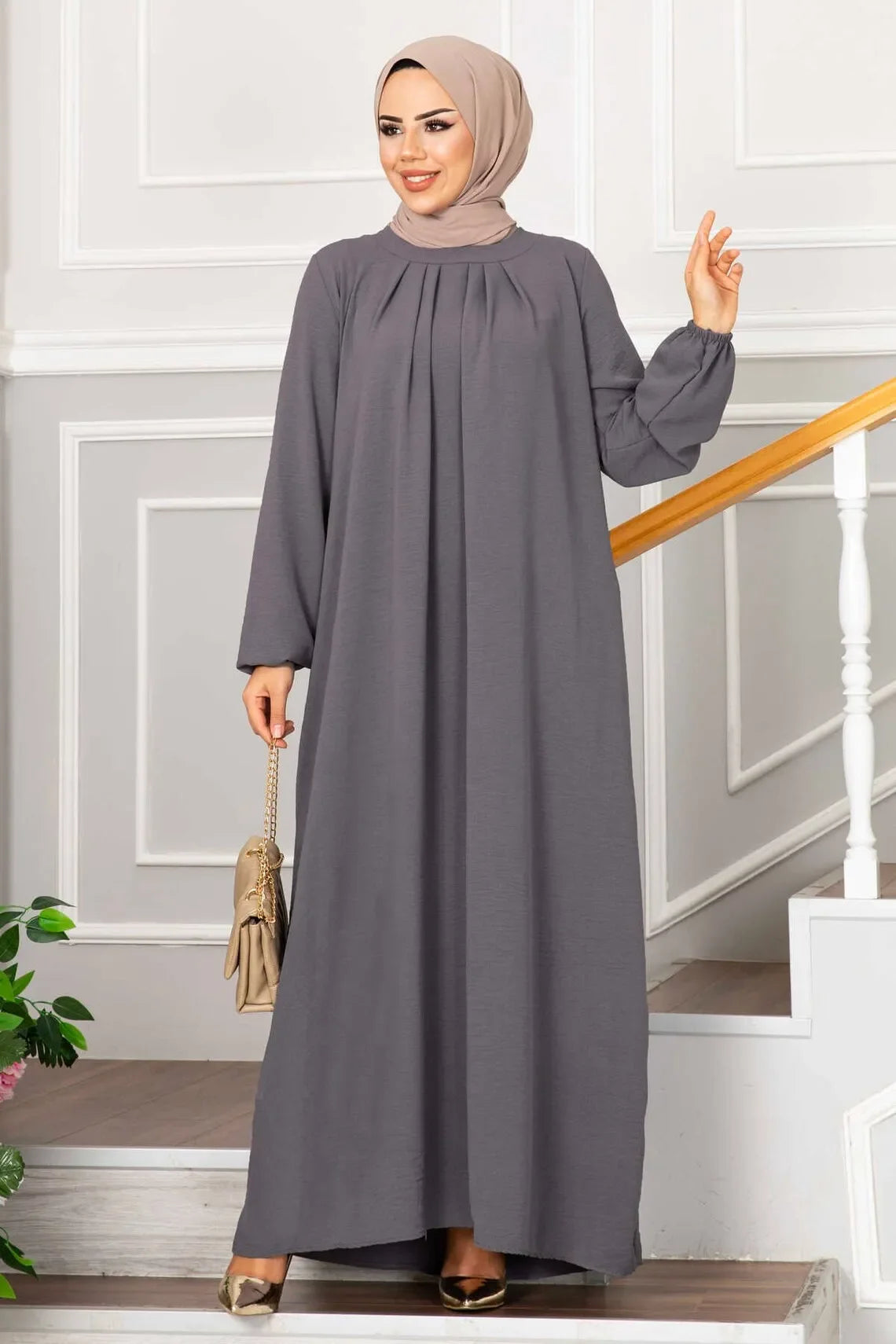 Pleated Modest Abaya Dress