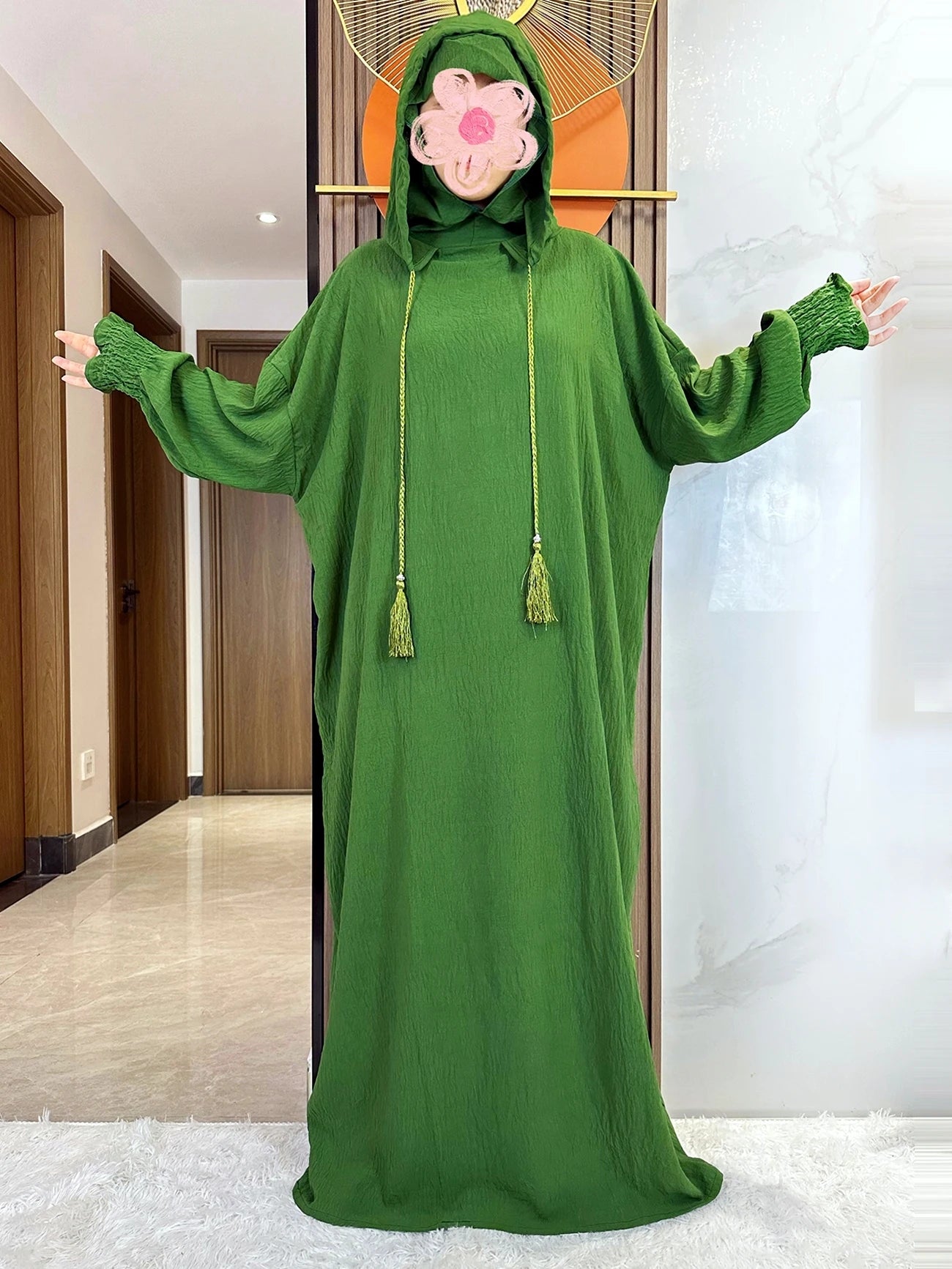 Cotton Abaya Maxi Dress with Hood