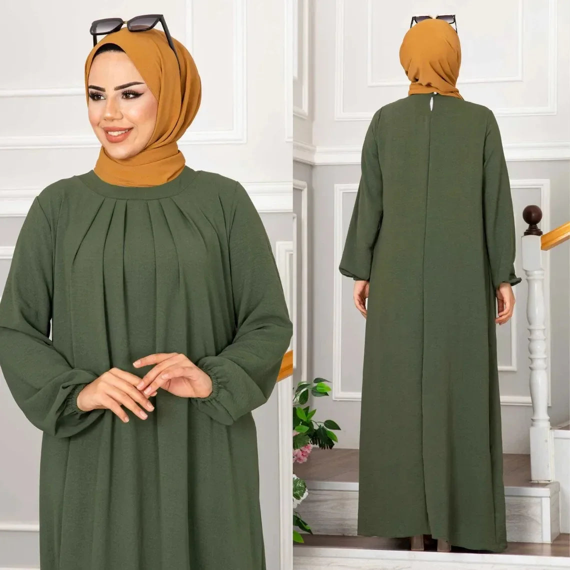Pleated Modest Abaya Dress