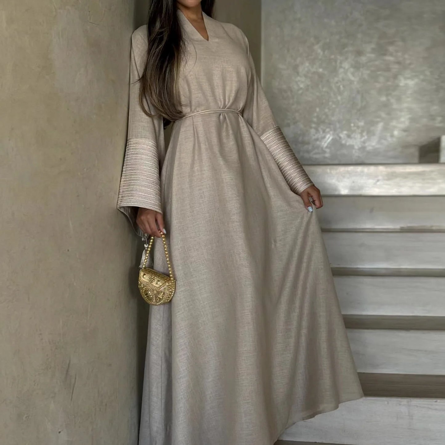 Belted Modest Kimono Abaya