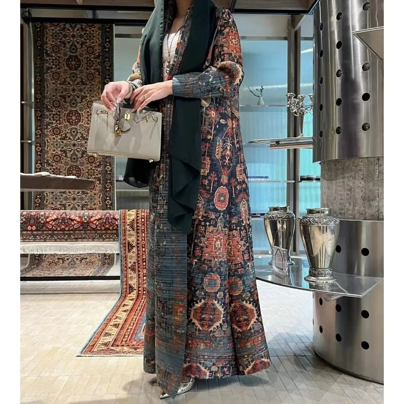 Rihla Windbreaker Abaya - Modern Pleated Design with Belt