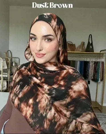 Brushstroke Bloom Hijab - Watercolor Print Breathable Scarf