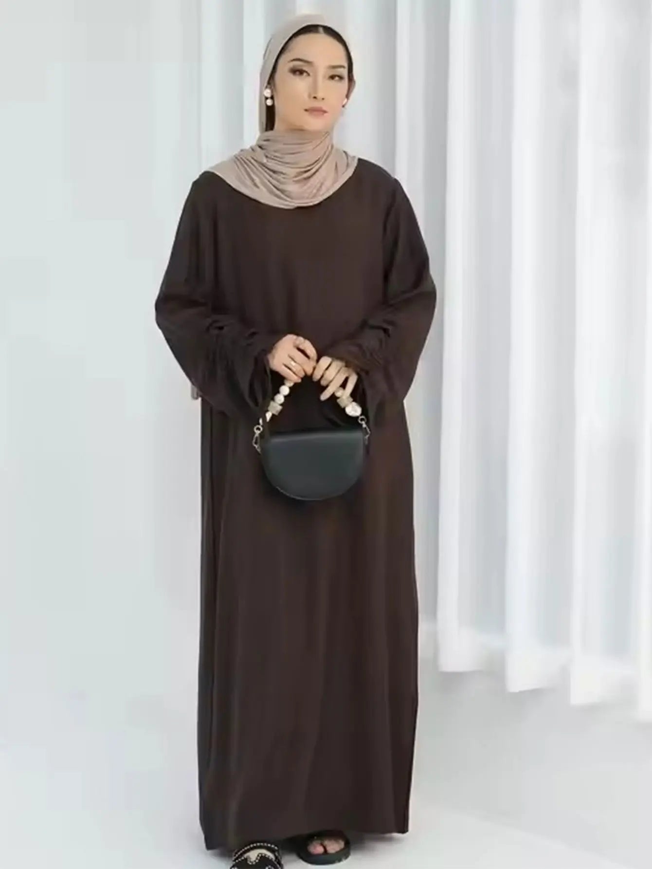 Lace-Up Sleeve Modest Abaya