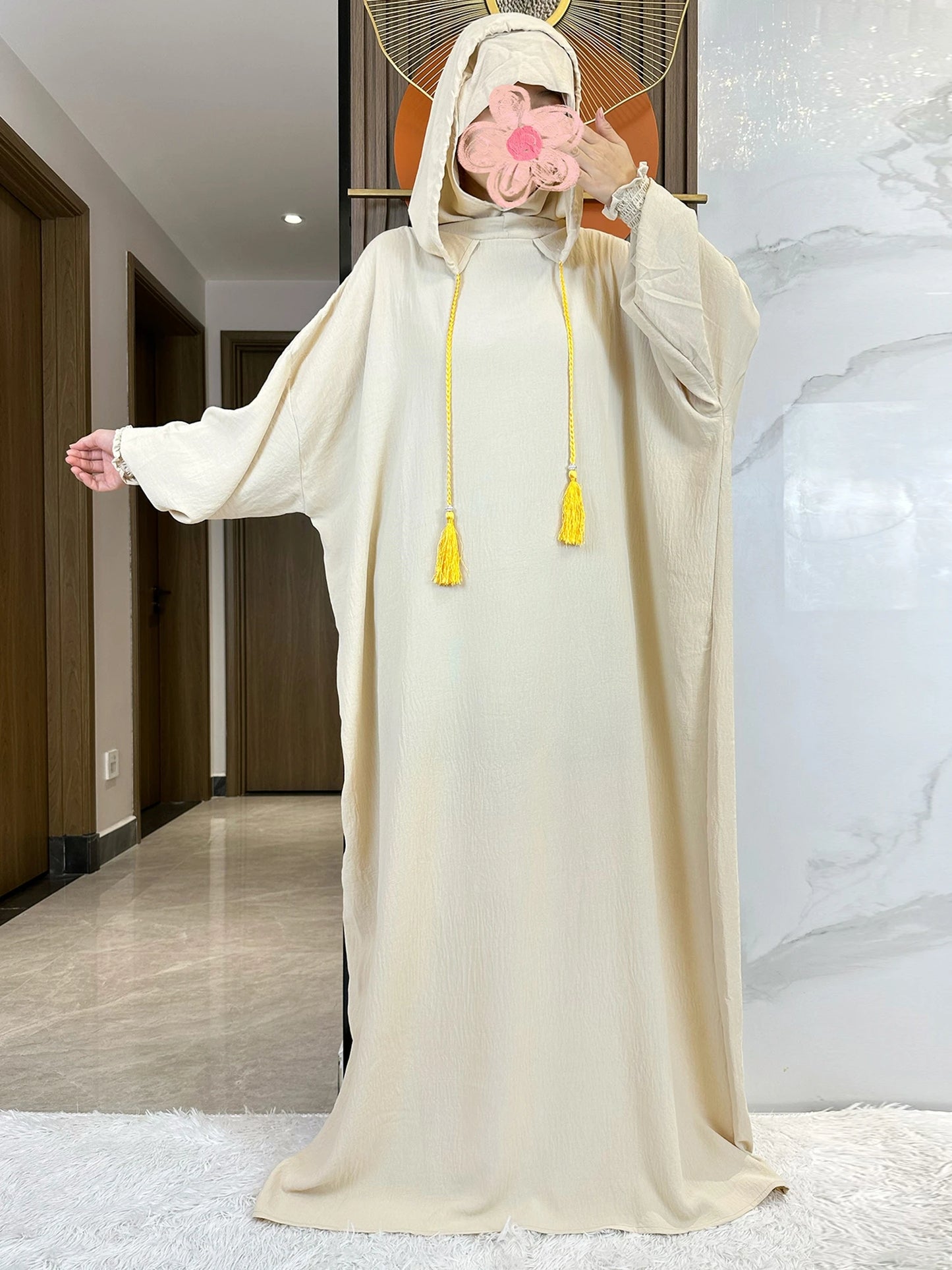 Cotton Abaya Maxi Dress with Hood