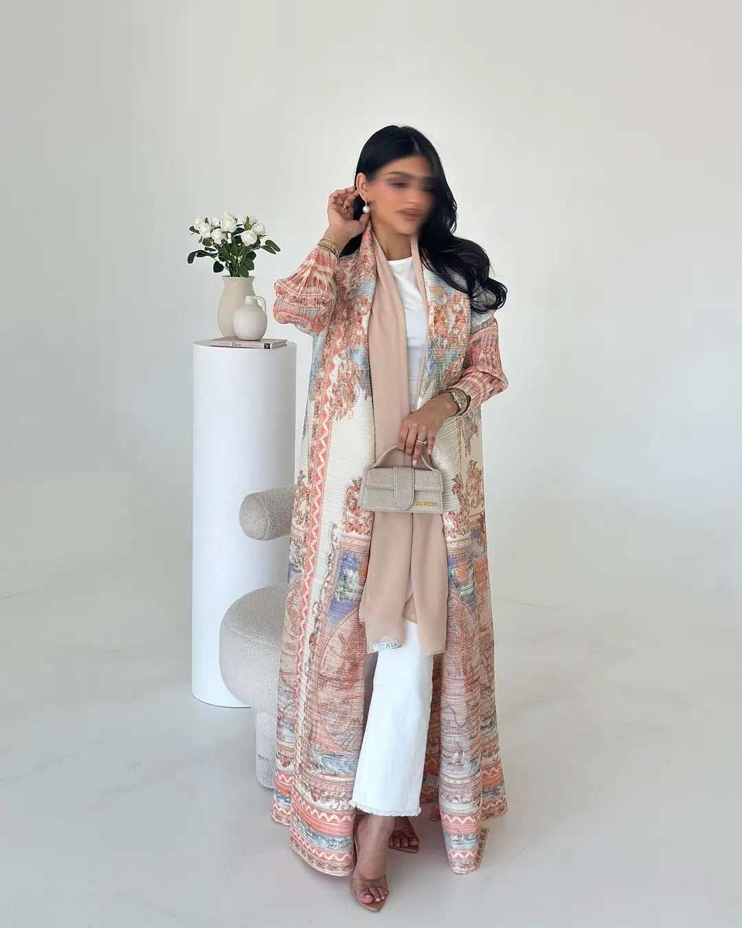 Rihla Windbreaker Abaya - Modern Pleated Design with Belt