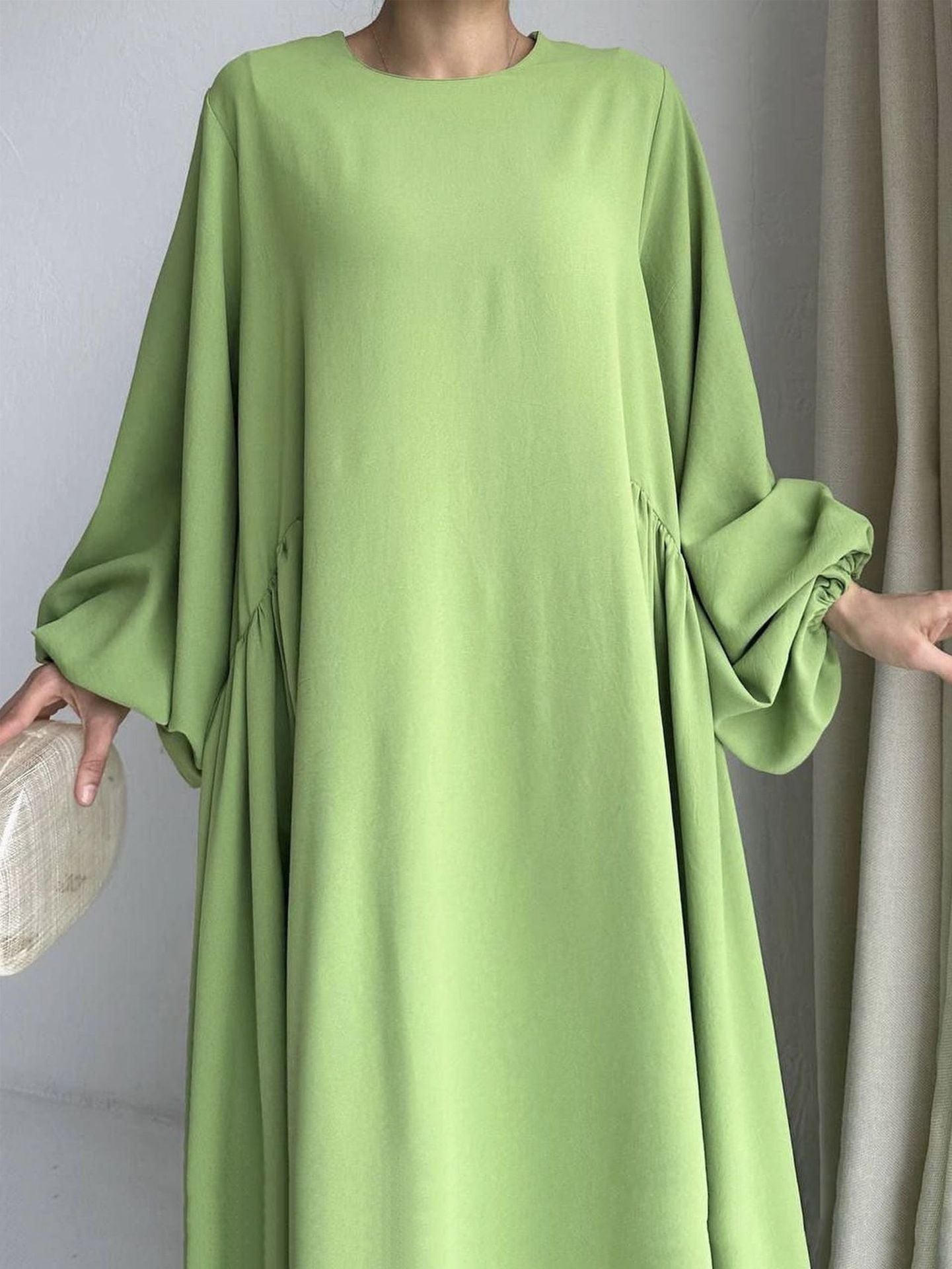 Elegant Solid Color Abaya Dress