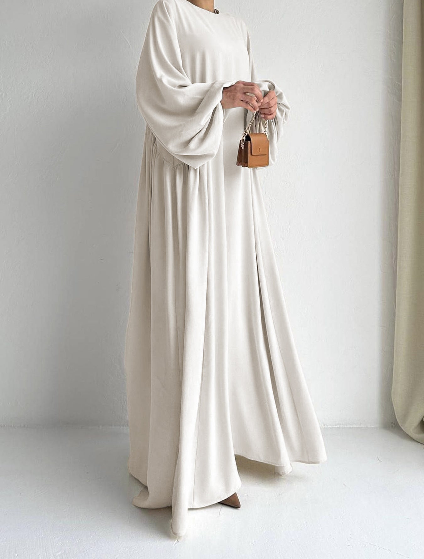 Elegant Solid Color Abaya Dress