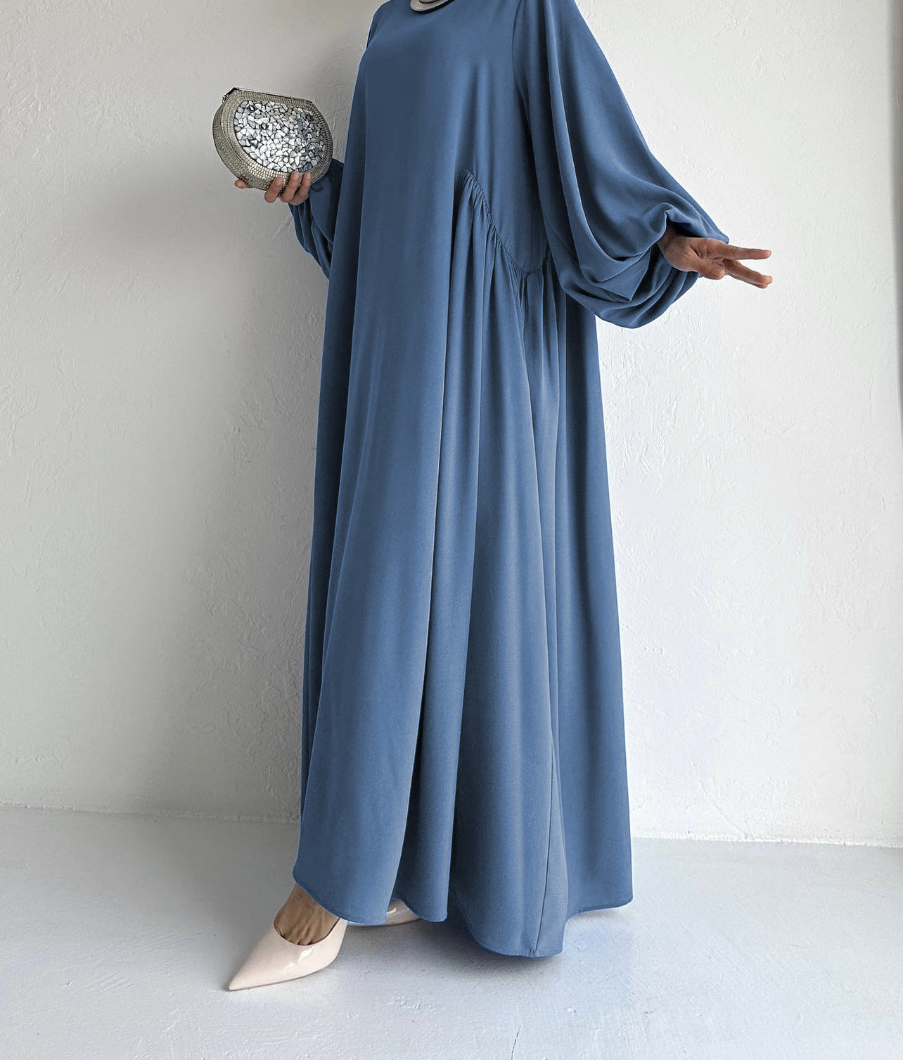 Elegant Solid Color Abaya Dress