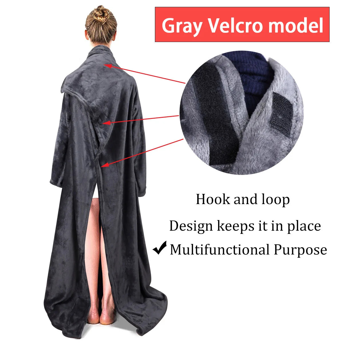 Flannel Lazy Sleeve Blanket with Pockets
