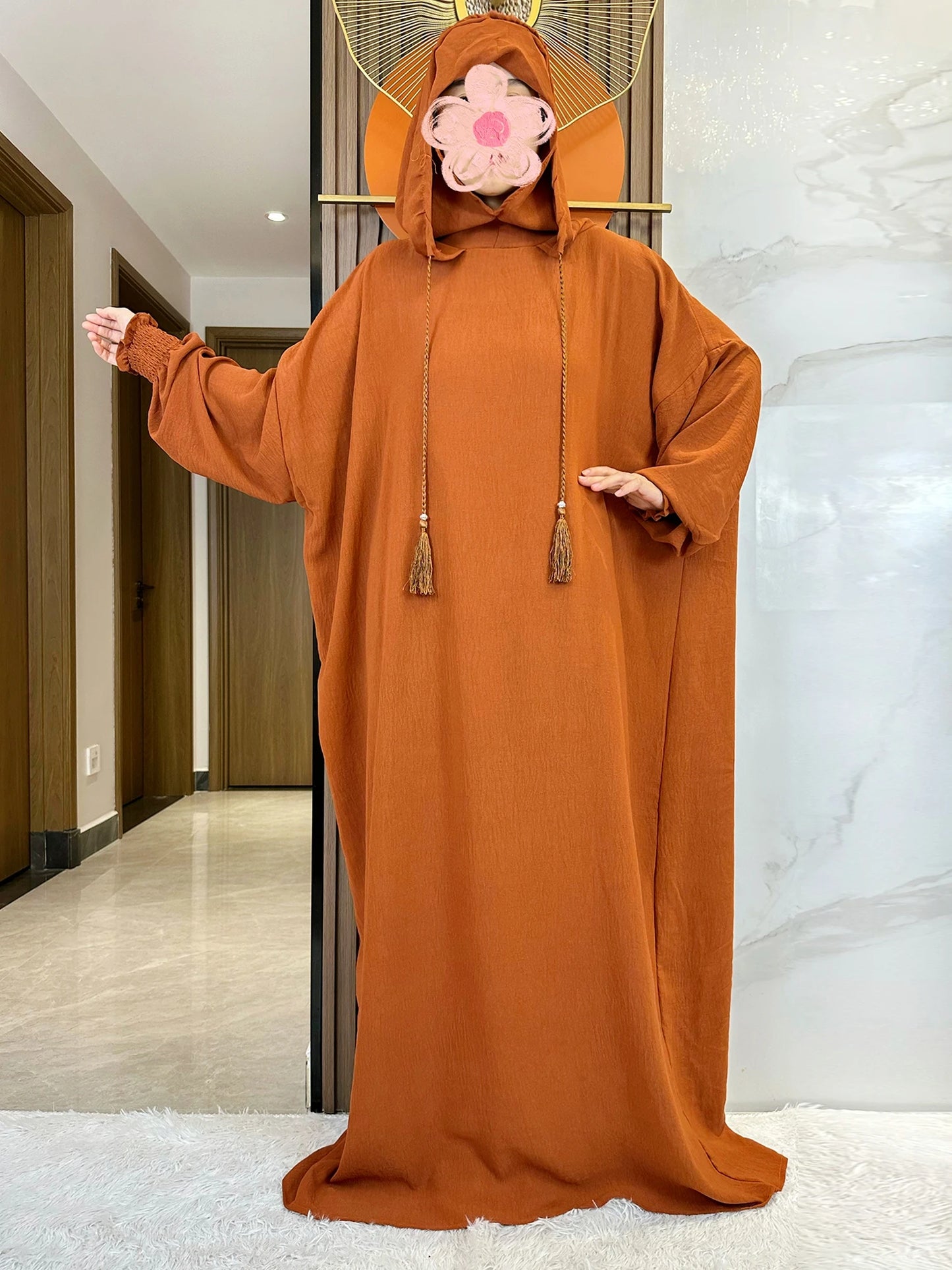 Cotton Abaya Maxi Dress with Hood