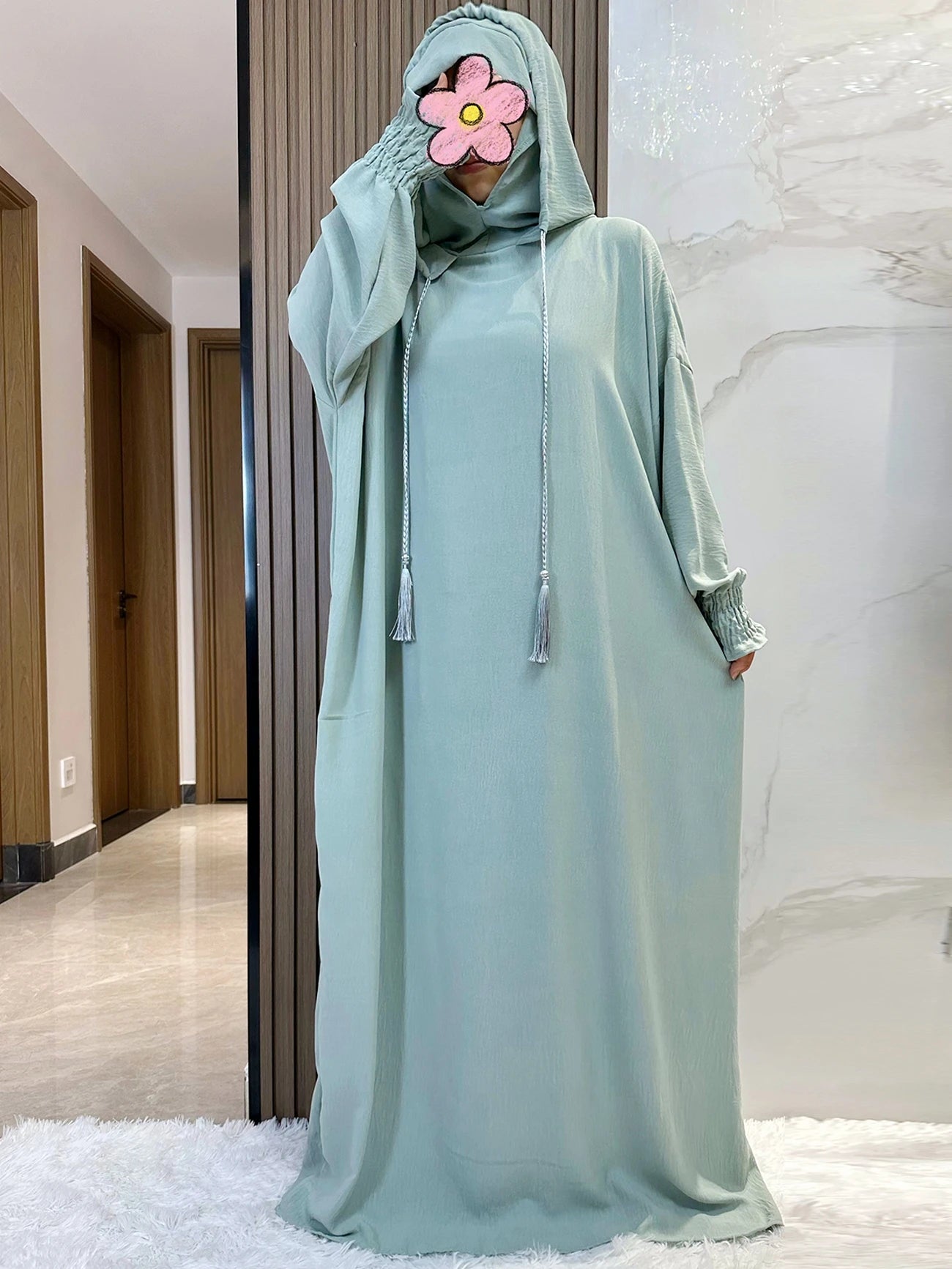 Cotton Abaya Maxi Dress with Hood
