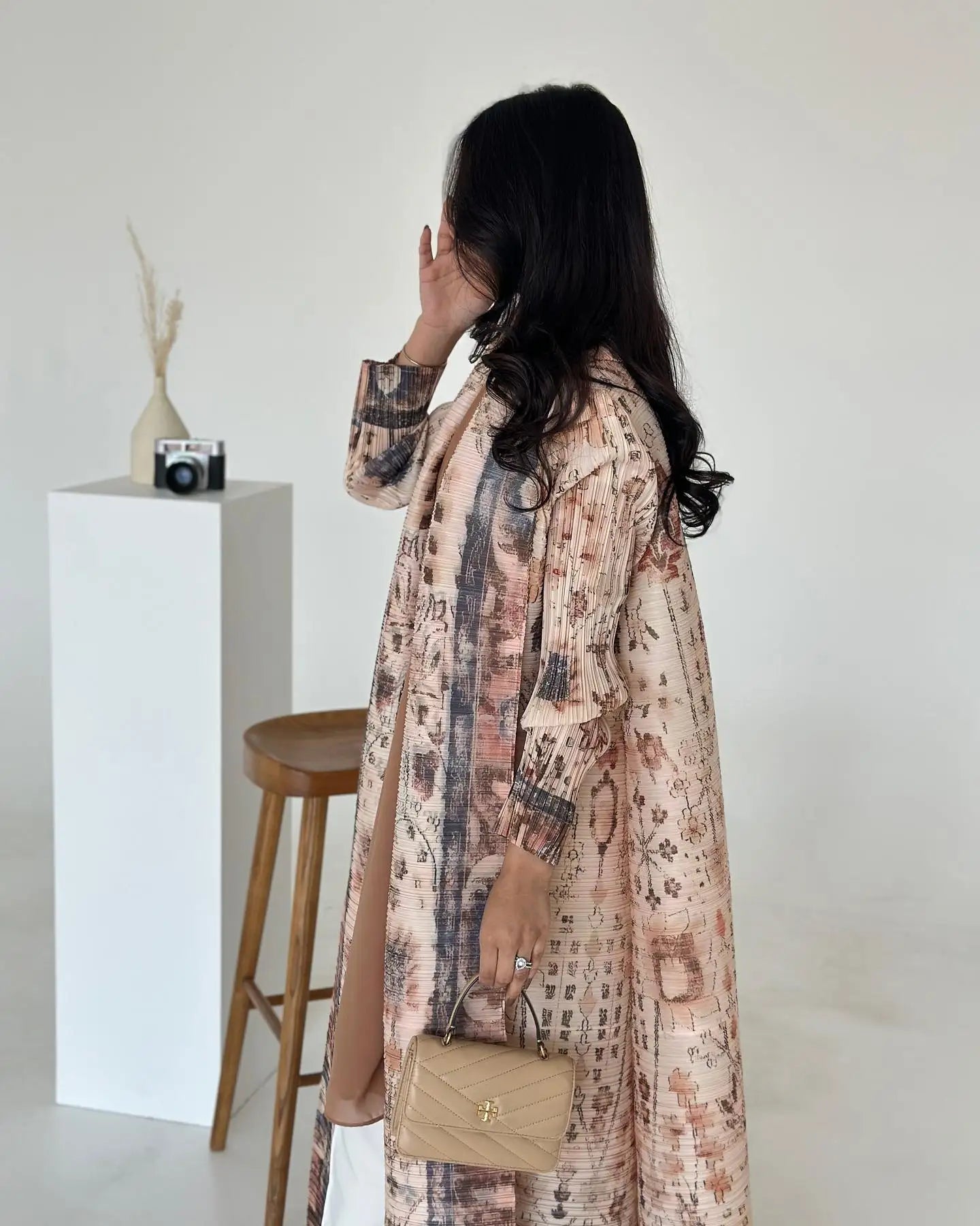 2025 abaya Pleated   Collar Long Sleeve miyake Dubai Style robe