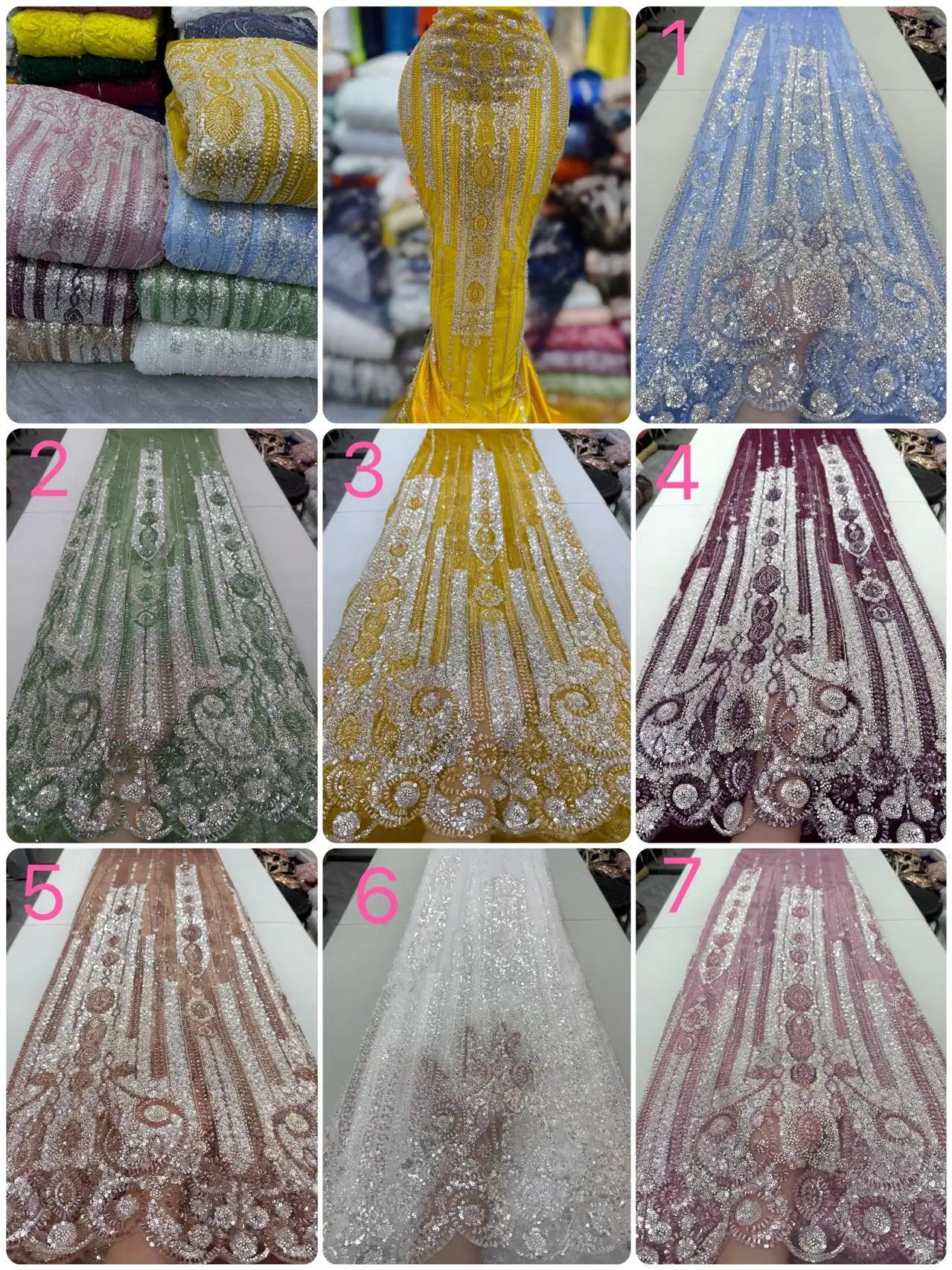 African Nigerian High-Quality Sequins Beads Stone Prom Dresses