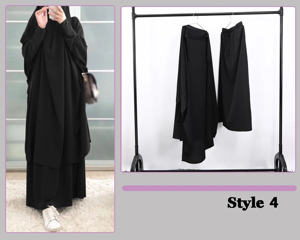 Khimaar Abayah Full Cover 2 Piece Set Muslim Dress