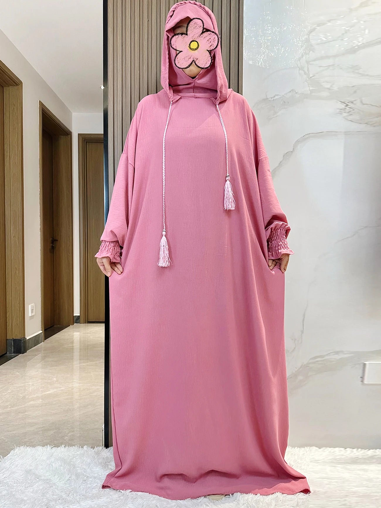 Cotton Abaya Maxi Dress with Hood