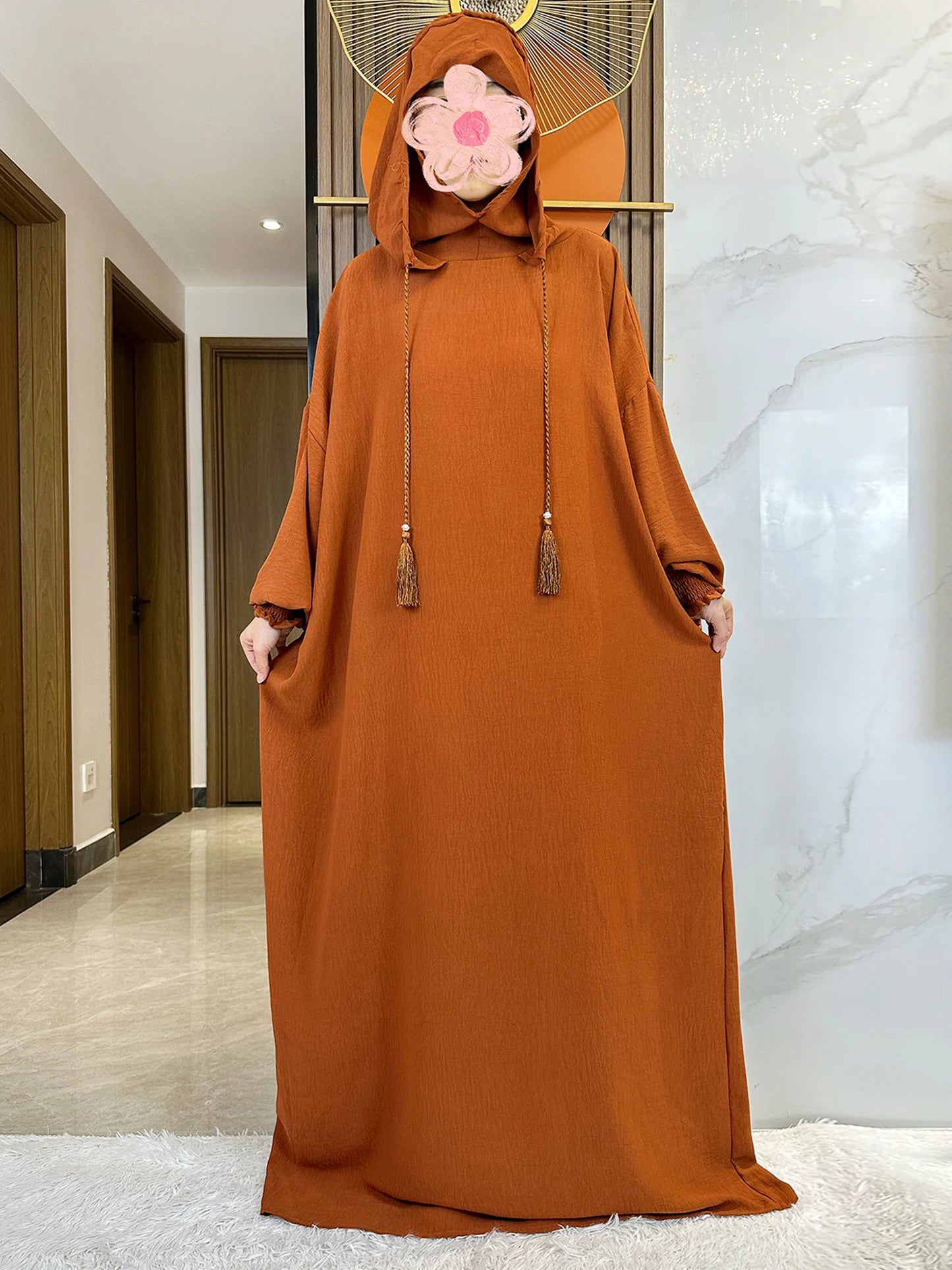Cotton Abaya Maxi Dress with Hood