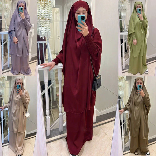 Khimar Abaya 2 Piece Set Elegant Modest Muslim Dress