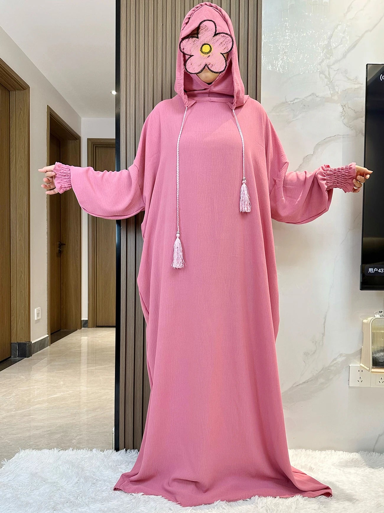 Cotton Abaya Maxi Dress with Hood